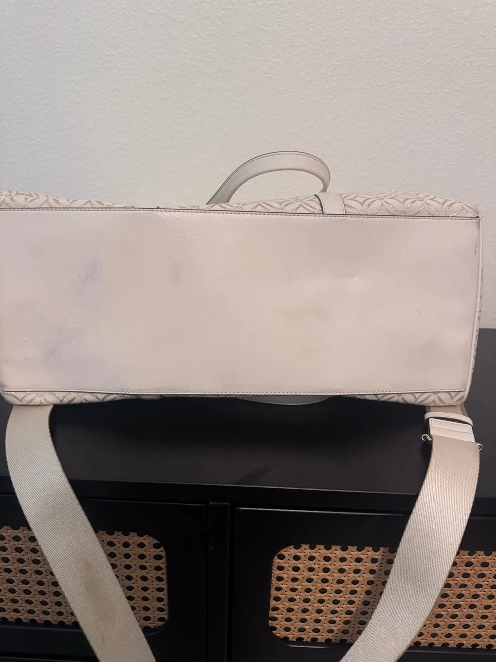 Michael Kors Cream Quilted Travel Tote with Gold Accents